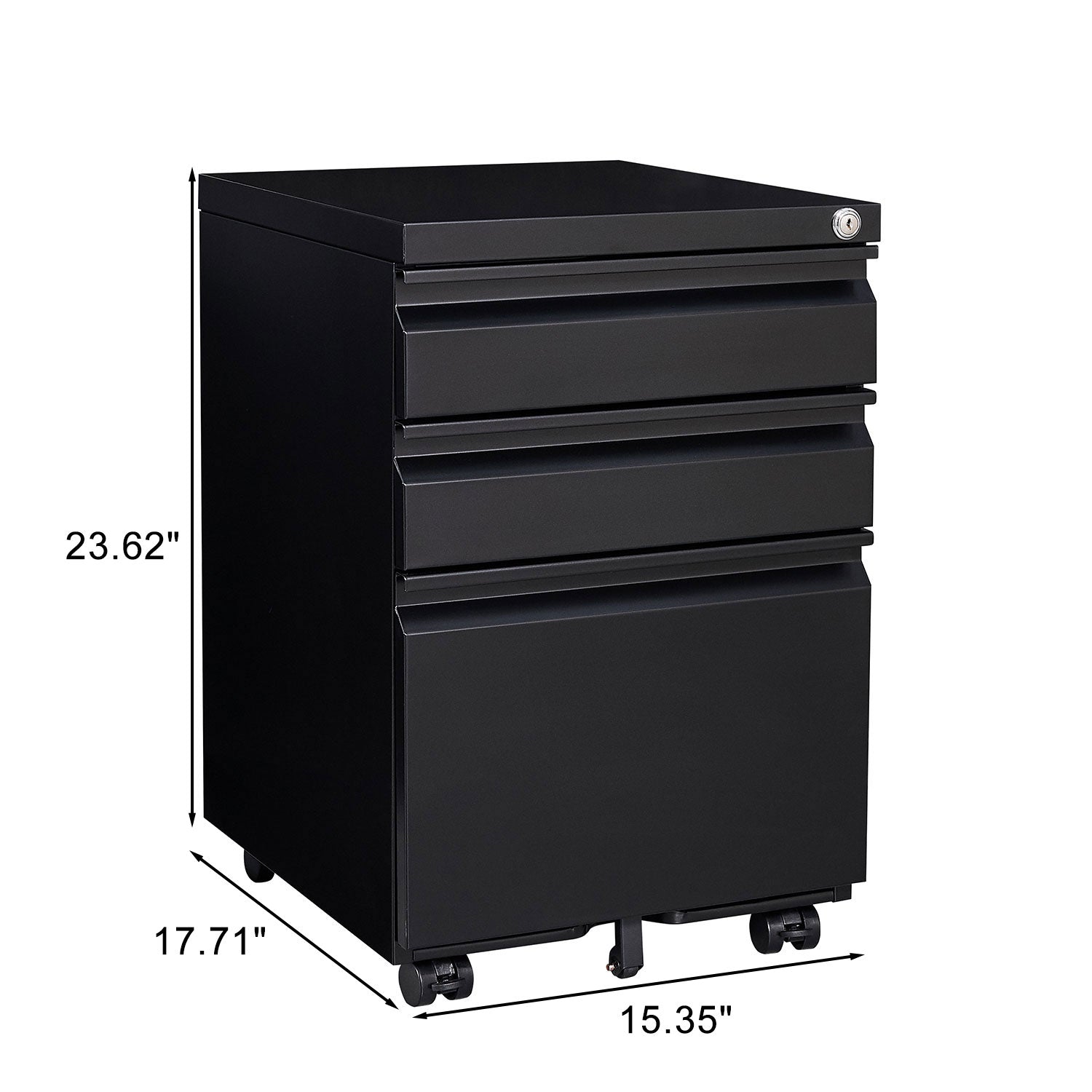 3-Drawer Mobile Filing Cabinet with Lock