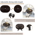 TREXM Farmhouse Round Extendable Dining Table with 16" Leaf