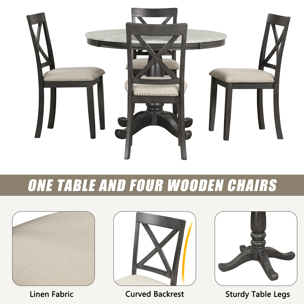Orisfur 5-Piece Dining Table and Chairs Set