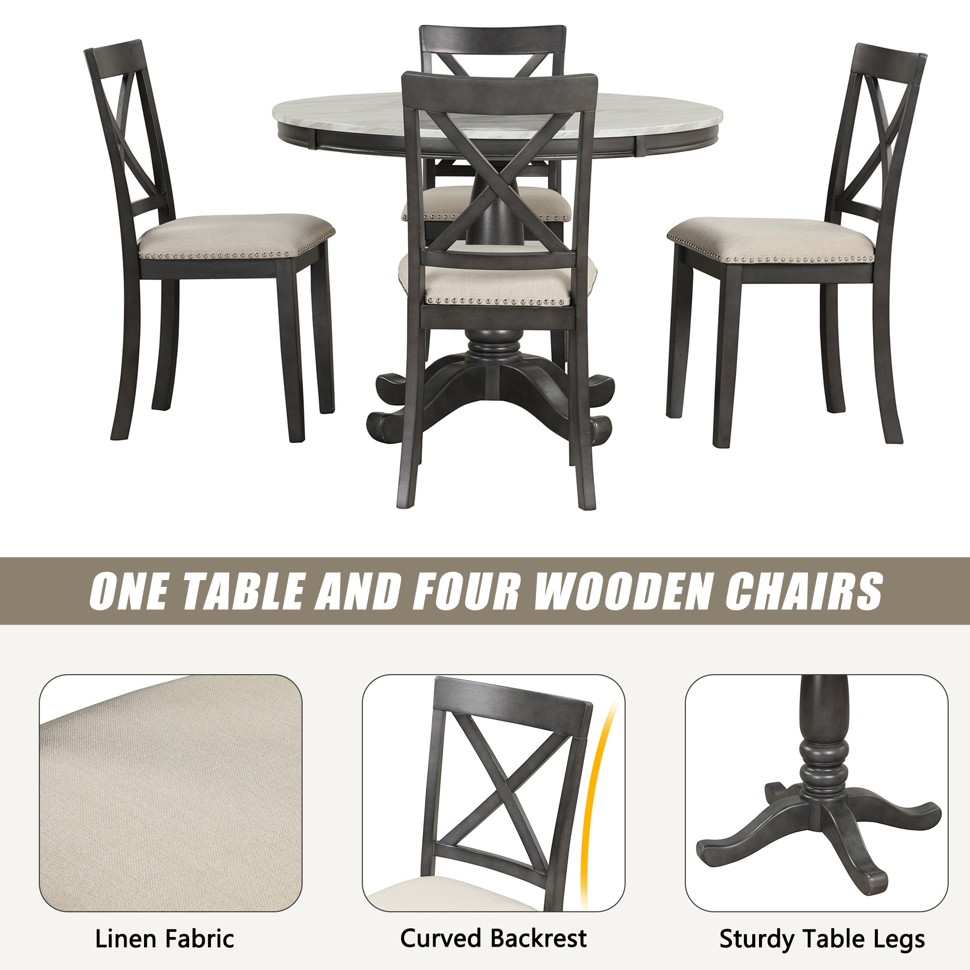 Orisfur 5-Piece Dining Table and Chairs Set