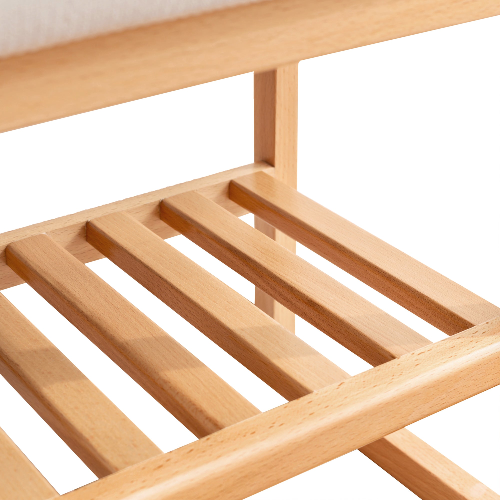 Natural Solid Wood Shoe Bench with High Rebound Sponge Cushion