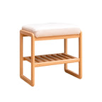 Natural Solid Wood Shoe Bench with High Rebound Sponge Cushion