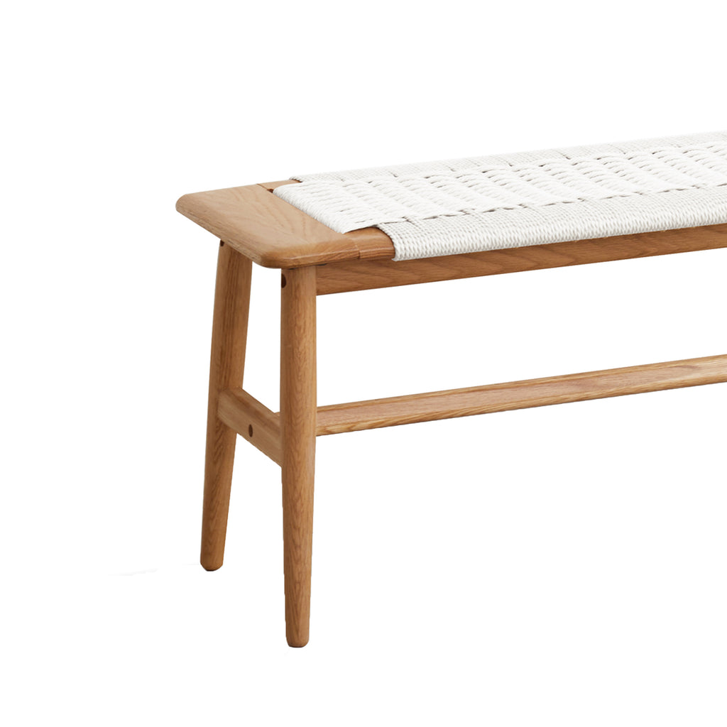 Solid Wood Bench with Handwoven Cane Seat