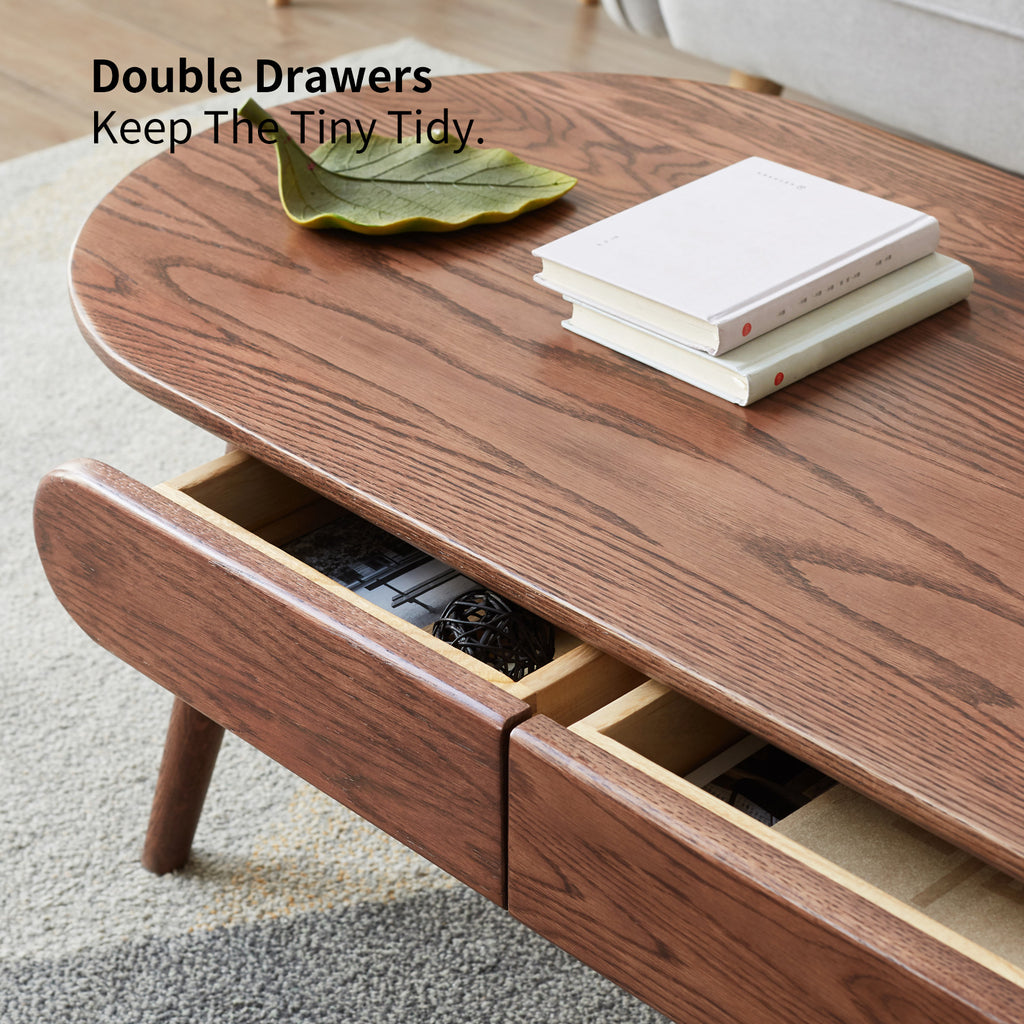 Capsule Centre Table - Solid Wood Coffee Table with Drawers