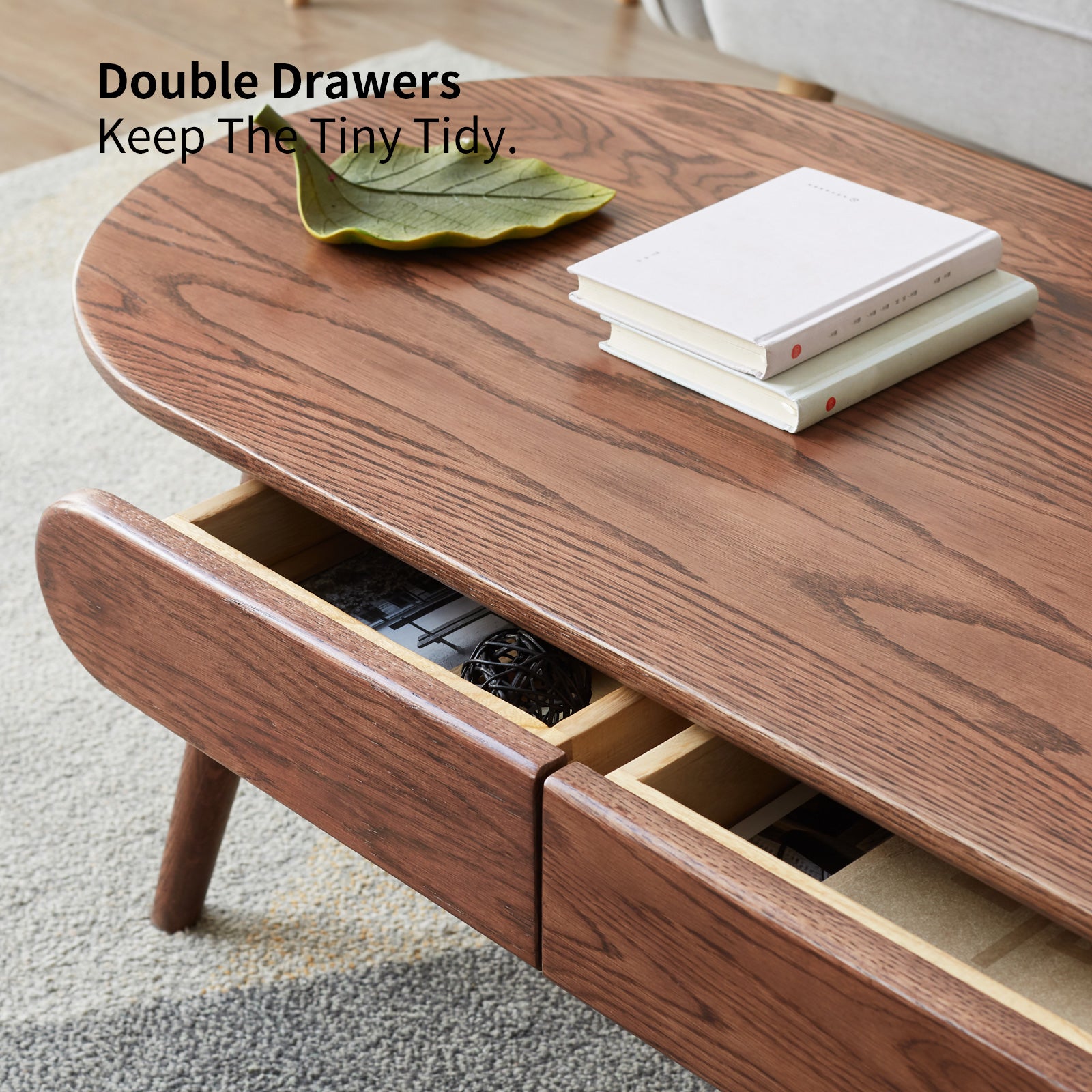 Capsule Centre Table - Solid Wood Coffee Table with Drawers