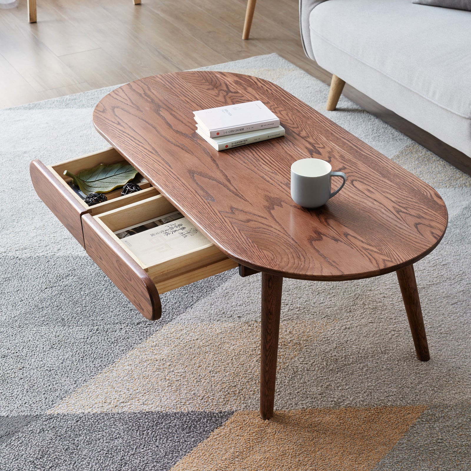 Capsule Centre Table - Solid Wood Coffee Table with Drawers
