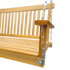 Front Porch Swing with Armrests, Teak Wood