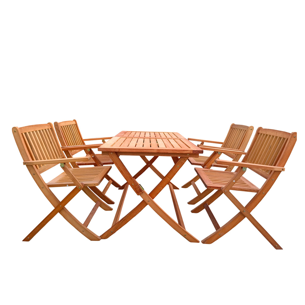 Foldable Patio Dining Set with 4 Chairs and 1 Table