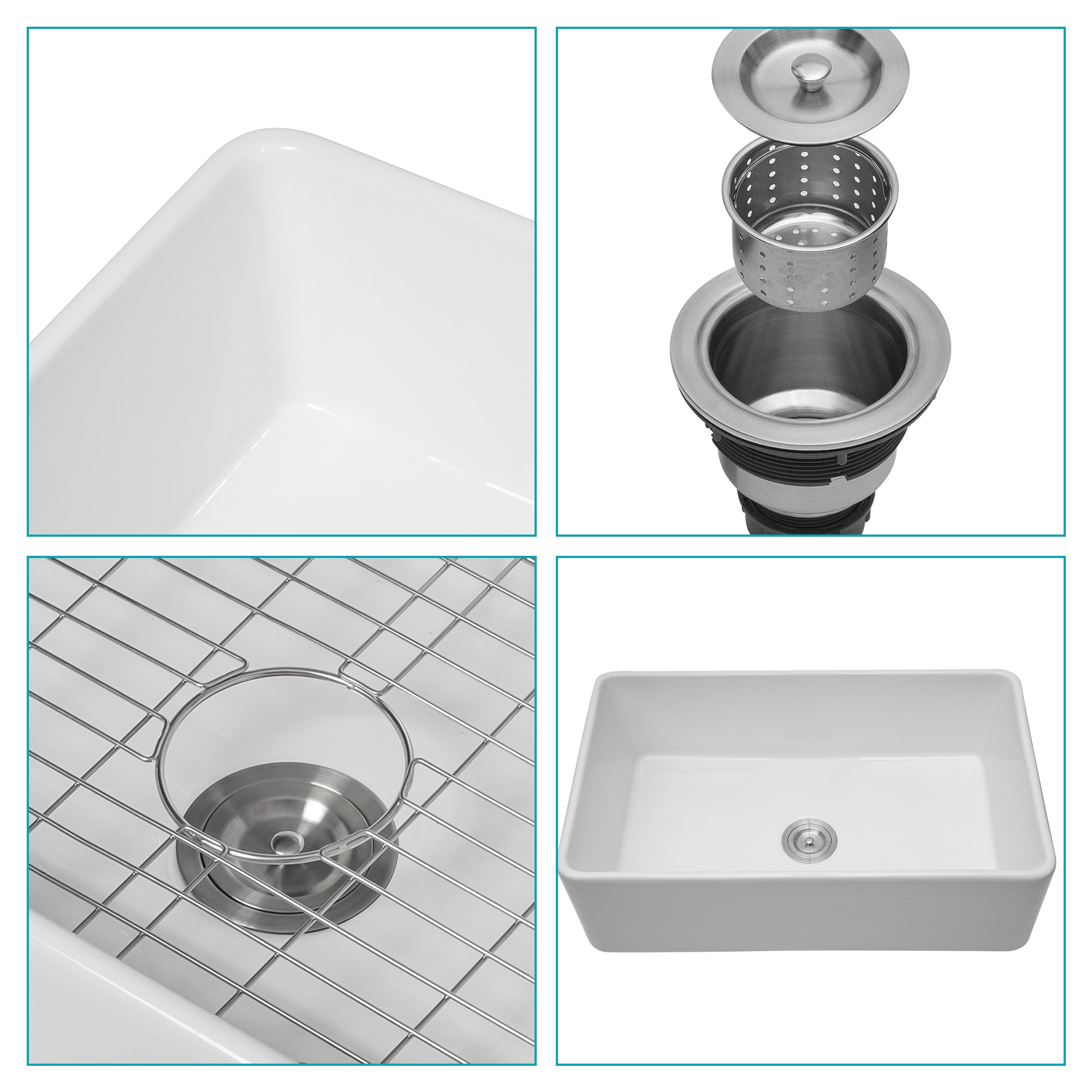 White Farmhouse Sink - 30 x 20 x 9 Inch
