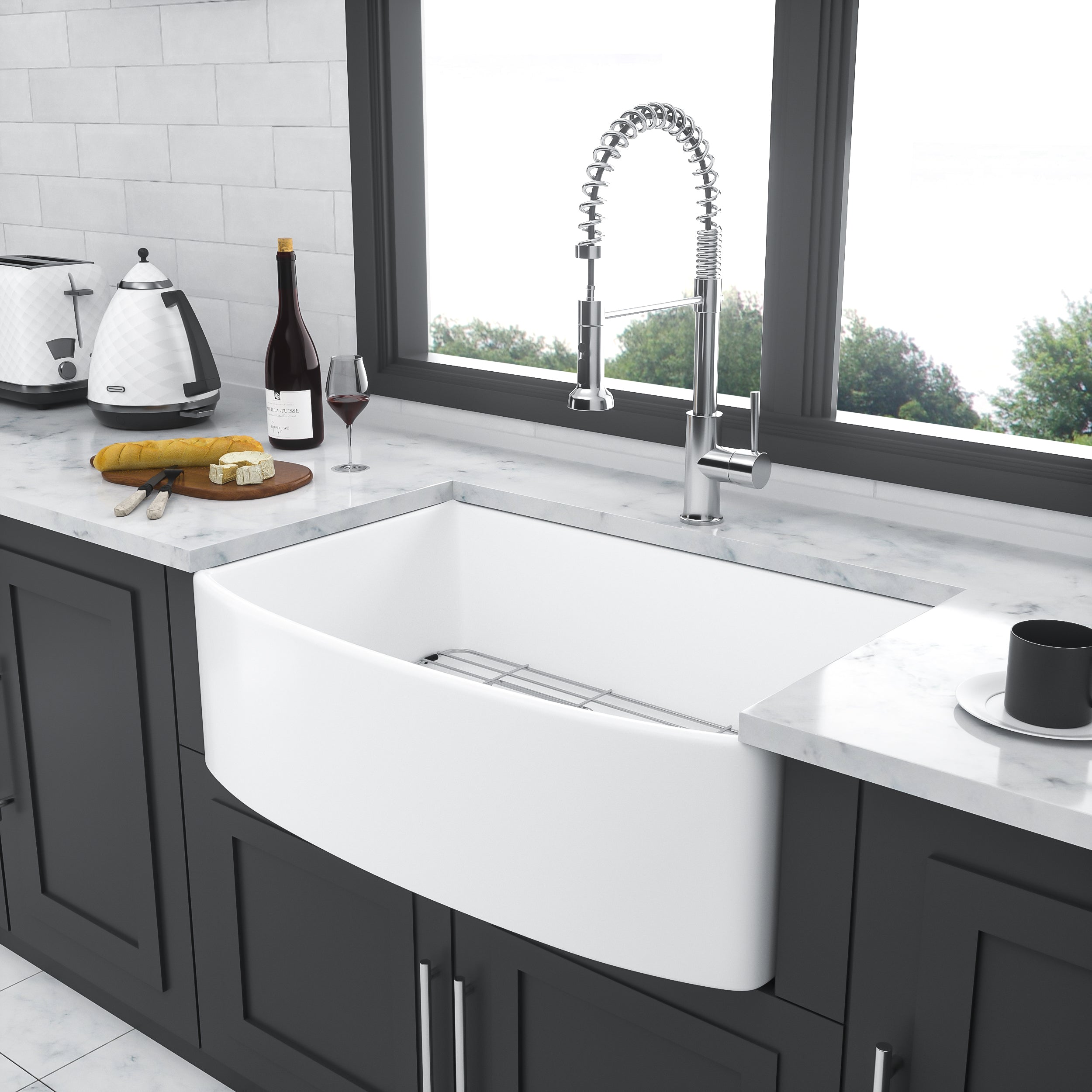 White Farmhouse Sink - 33 x 19 x 10 Inch