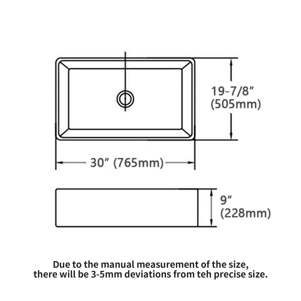 White Farmhouse Sink - 30 x 20 x 9 Inch