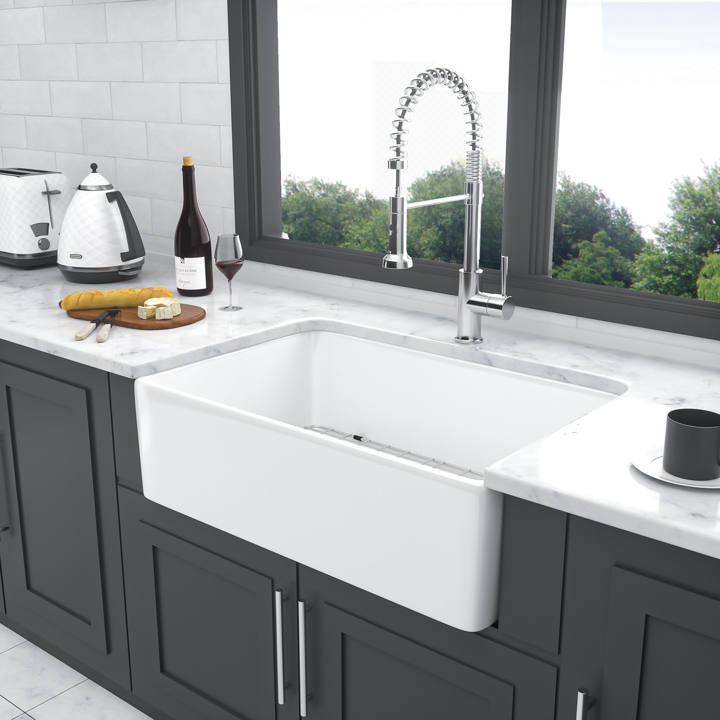 White Farmhouse Sink - 30 x 20 x 10 Inch Kitchen Sink