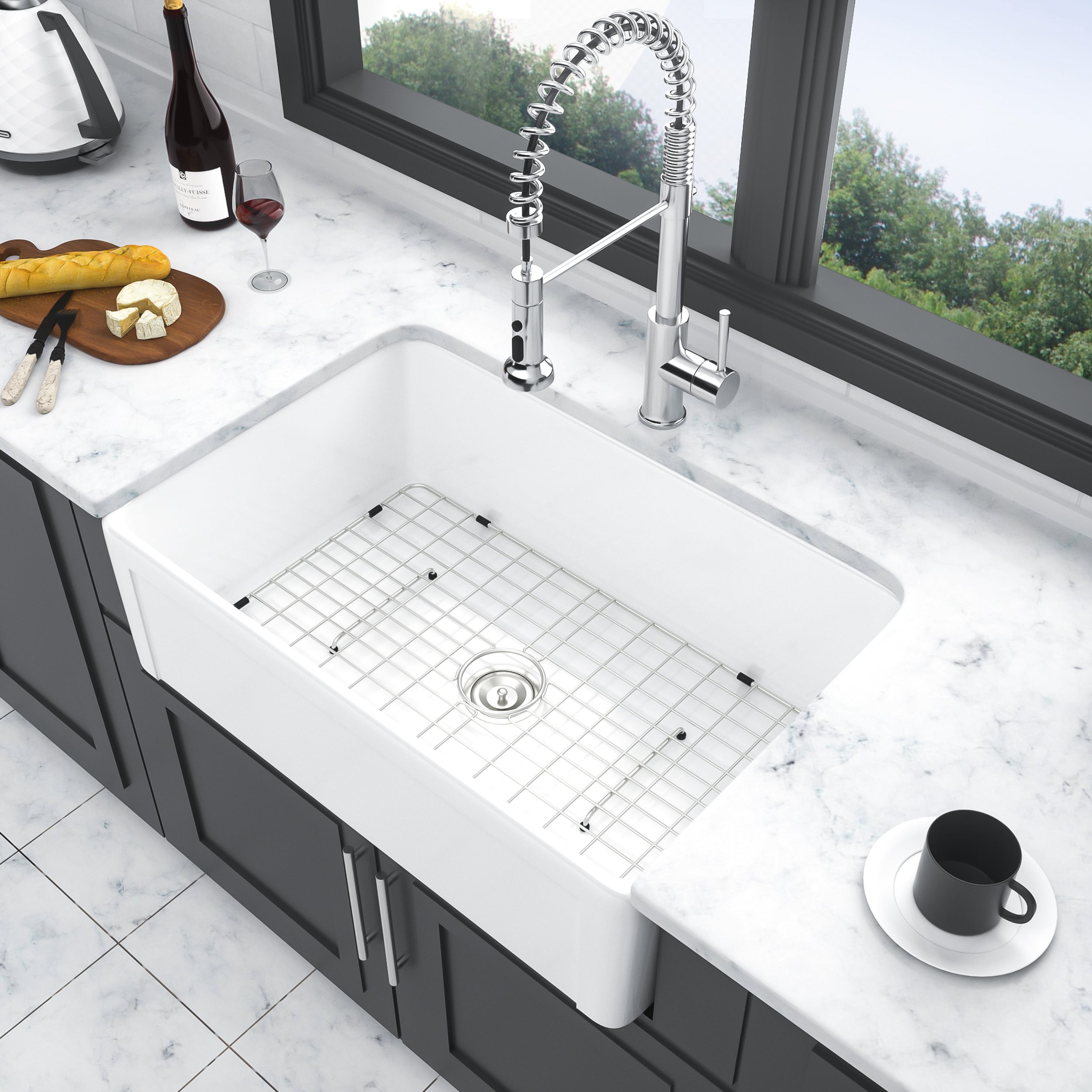 White Farmhouse Sink - 30 x 20 x 10 Inch Kitchen Sink
