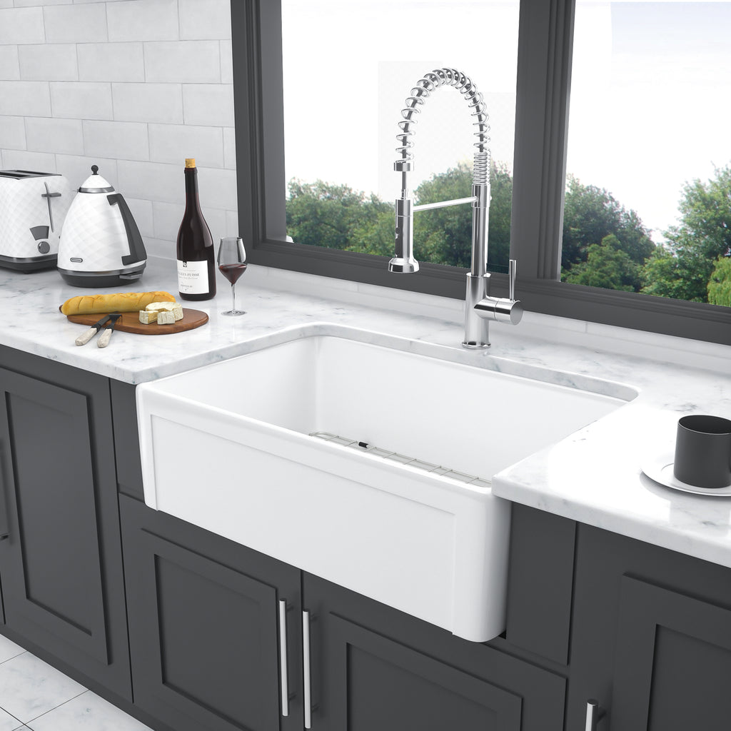 White Farmhouse Sink - 30 x 20 x 10 Inch Kitchen Sink