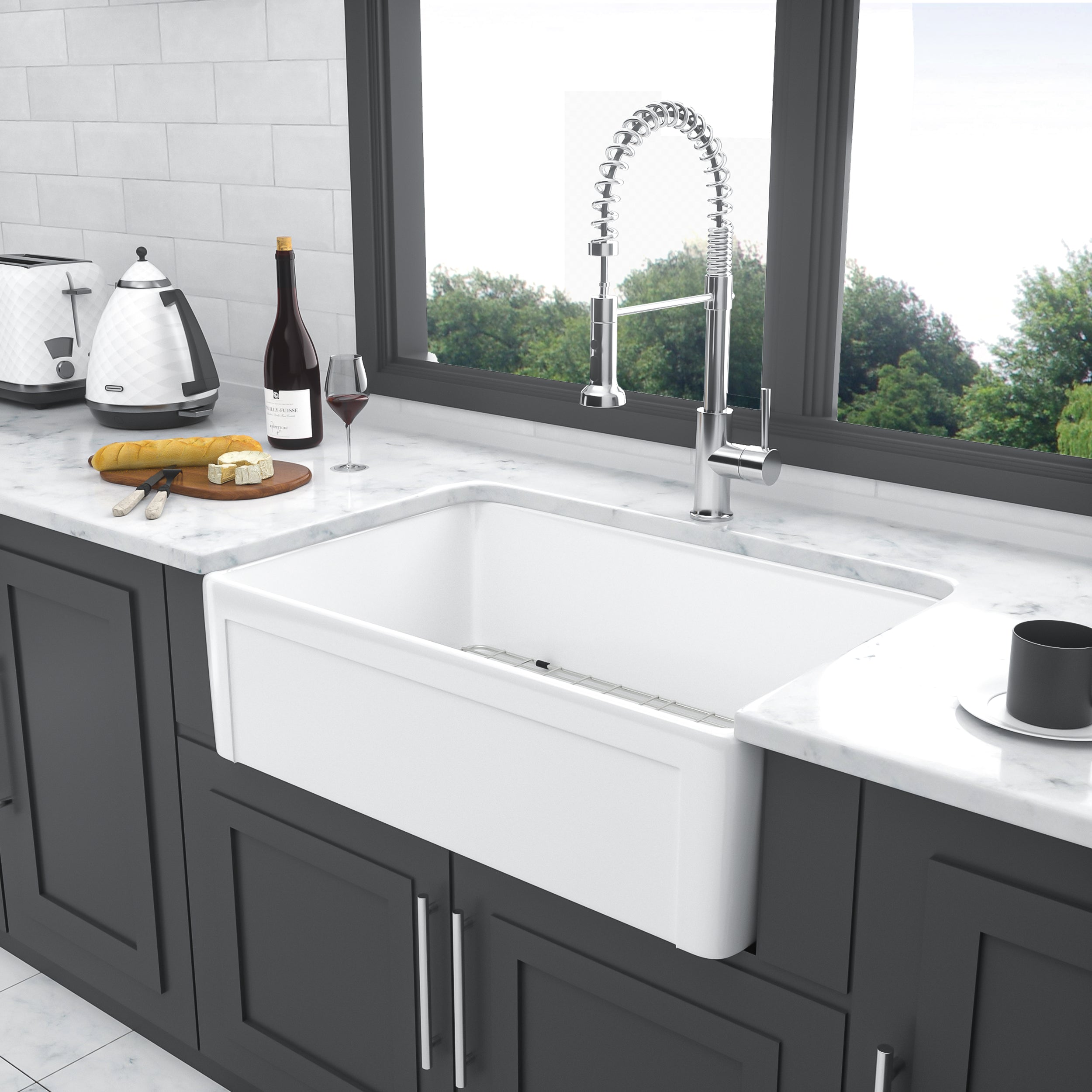 White Farmhouse Sink - 30 x 20 x 10 Inch Kitchen Sink