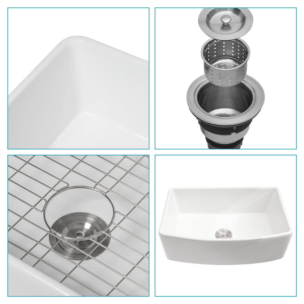 White Farmhouse Sink - 33 x 19 x 10 Inch