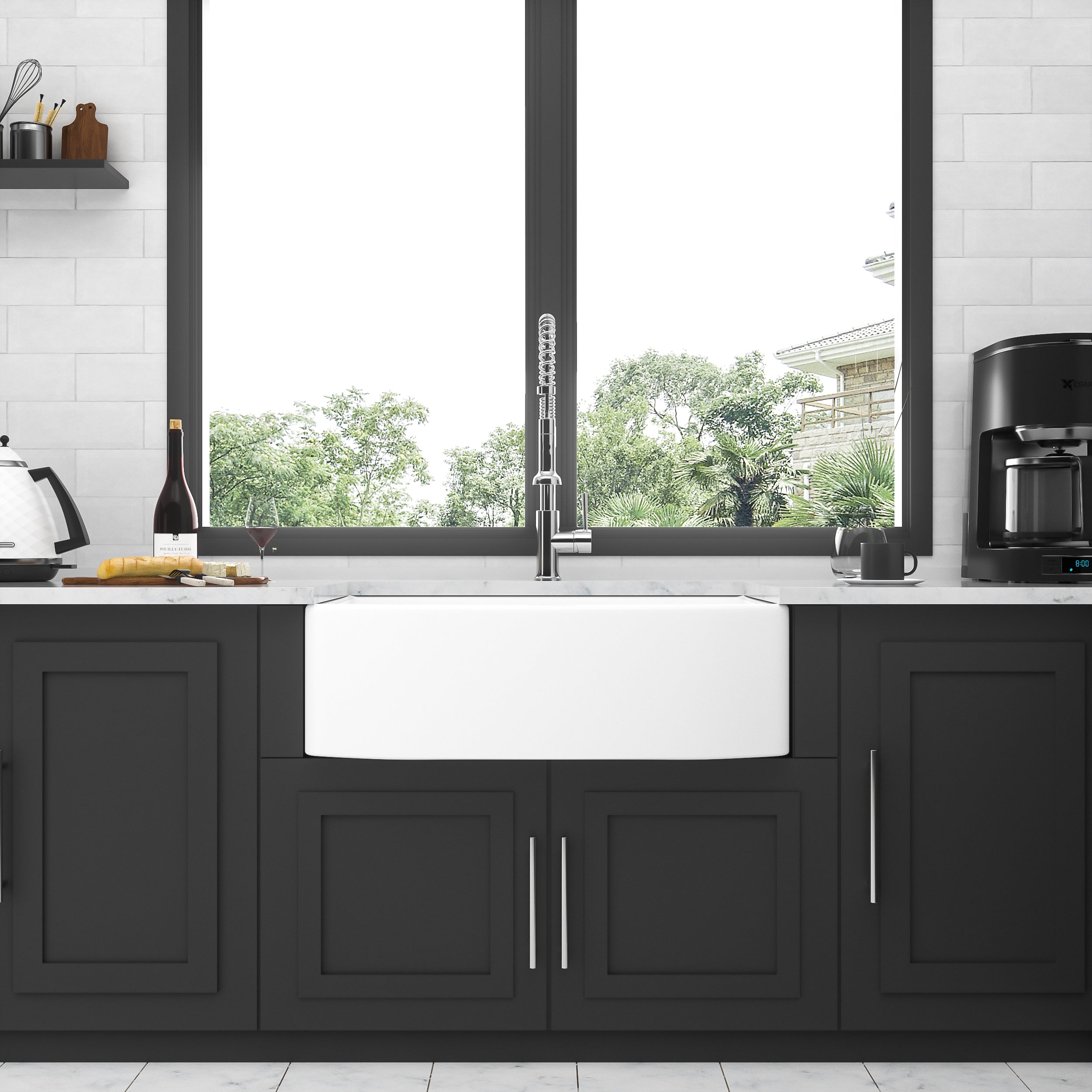 White Farmhouse Sink - 33 x 19 x 10 Inch