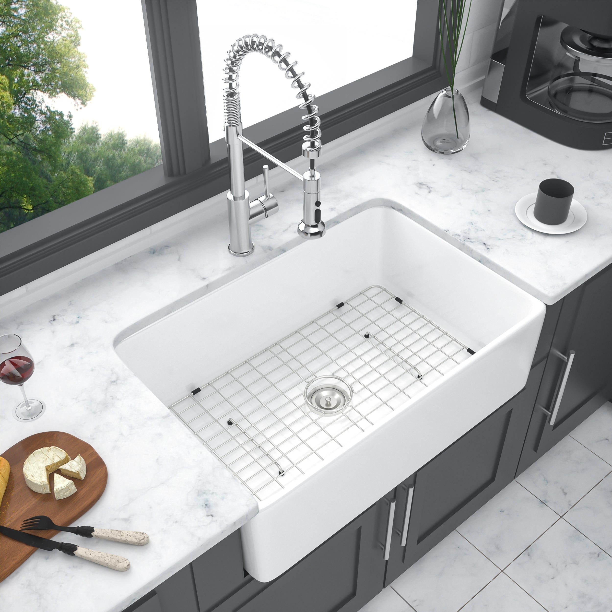 White Farmhouse Sink - 30 x 20 x 10 Inch Kitchen Sink
