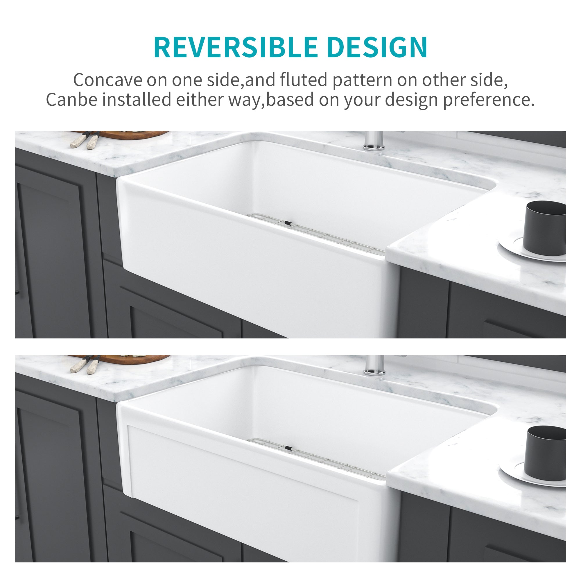White Farmhouse Sink - 30 x 20 x 10 Inch Kitchen Sink
