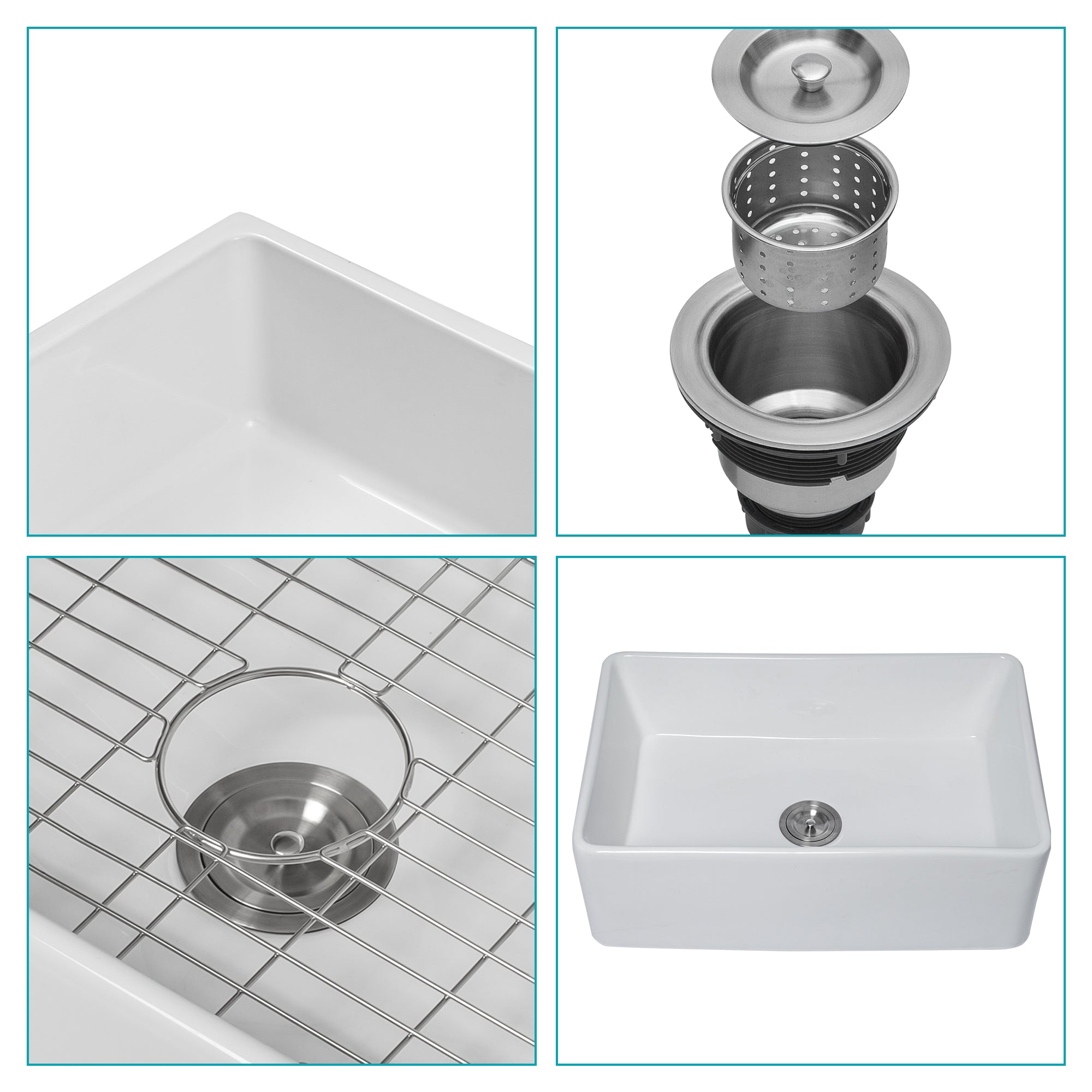White Farmhouse Sink - 30 x 20 x 10 Inch Kitchen Sink