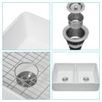 White Farmhouse Sink - Double Bowl Ceramic