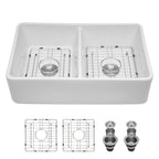White Farmhouse Sink - Double Bowl Ceramic
