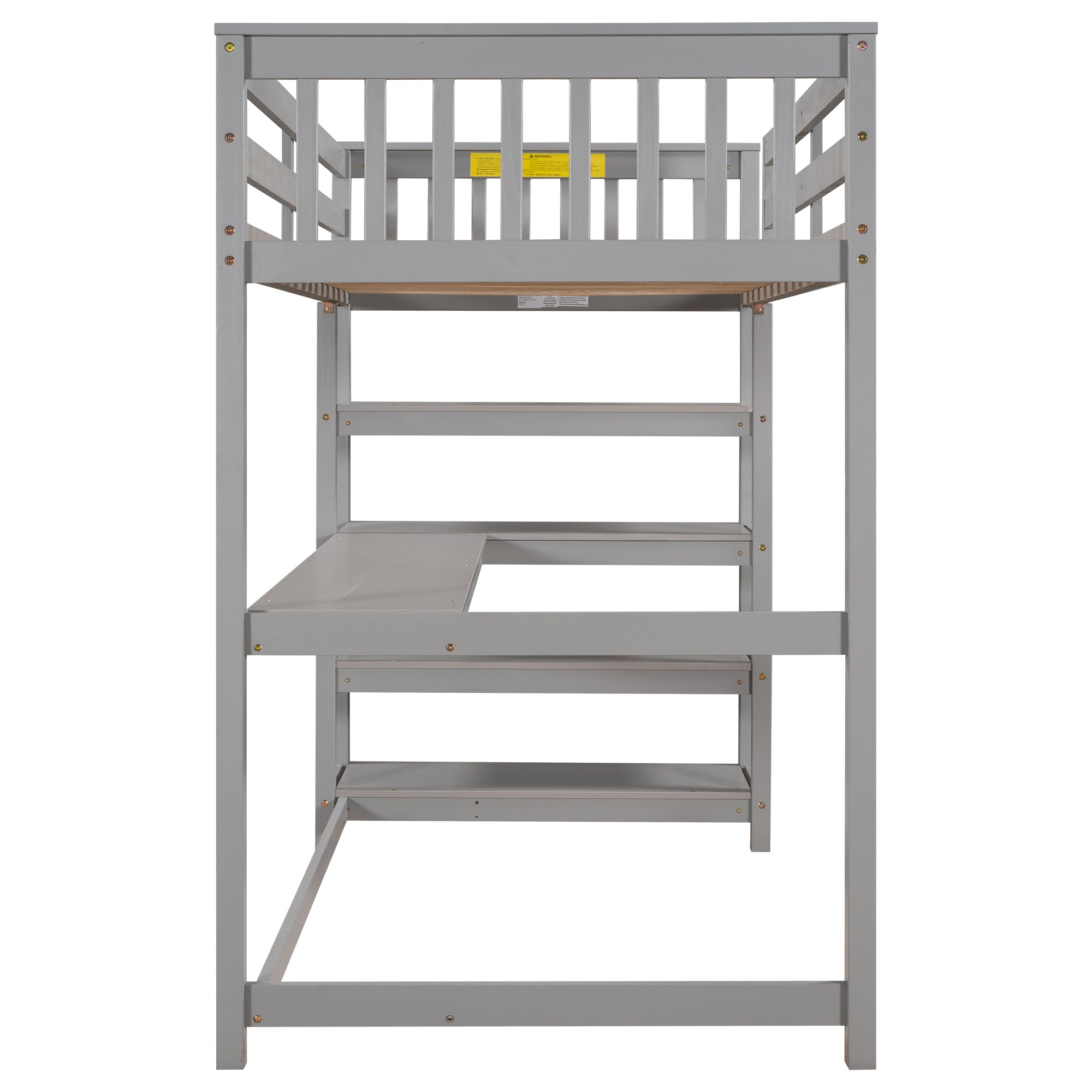 Twin Size Loft Bed with Storage Shelves