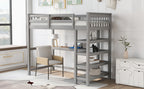 Twin Size Loft Bed with Storage Shelves