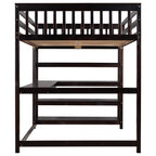Full Size Loft Bed with Storage Shelves and Under-bed Desk