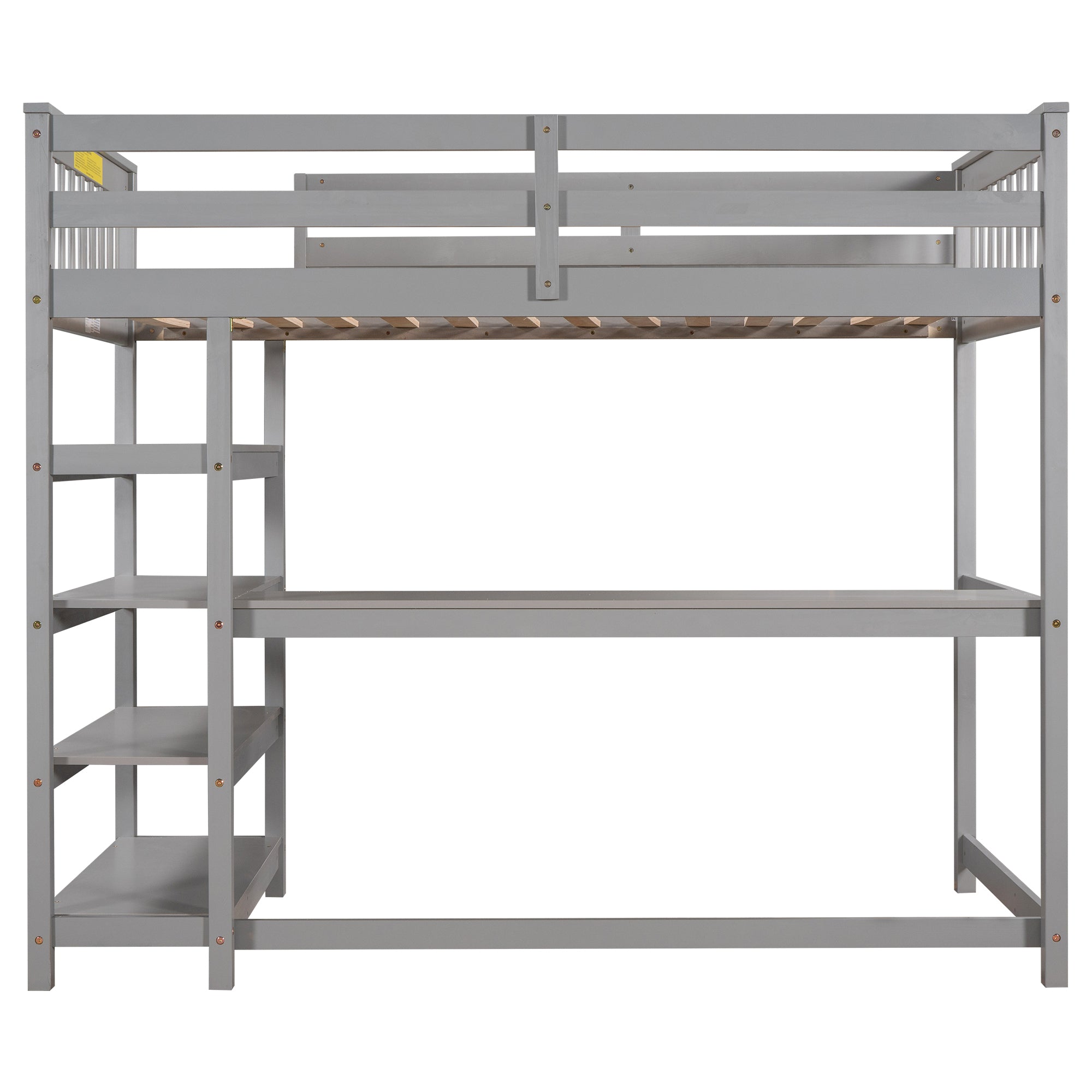 Twin Size Loft Bed with Storage Shelves