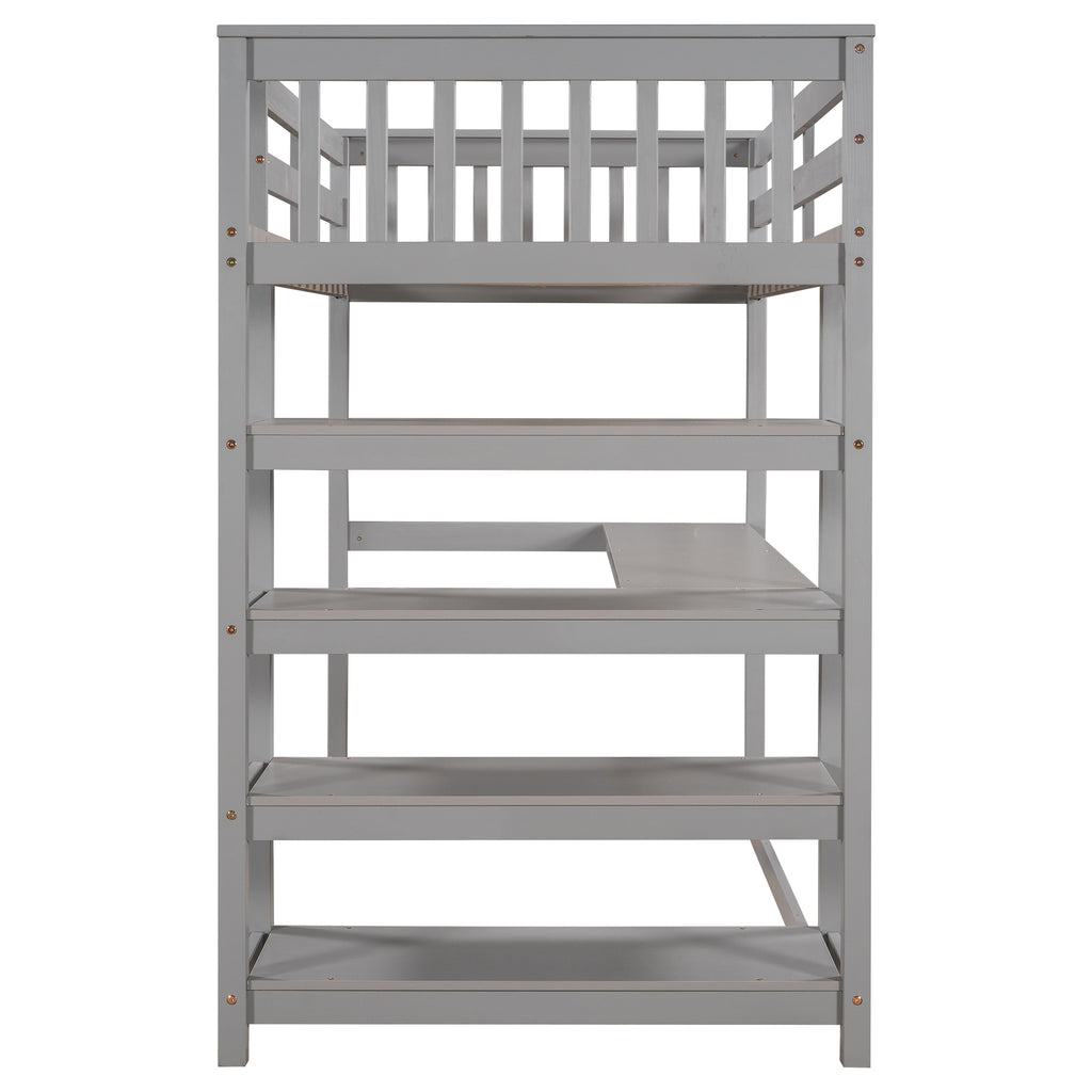 Twin Size Loft Bed with Storage Shelves