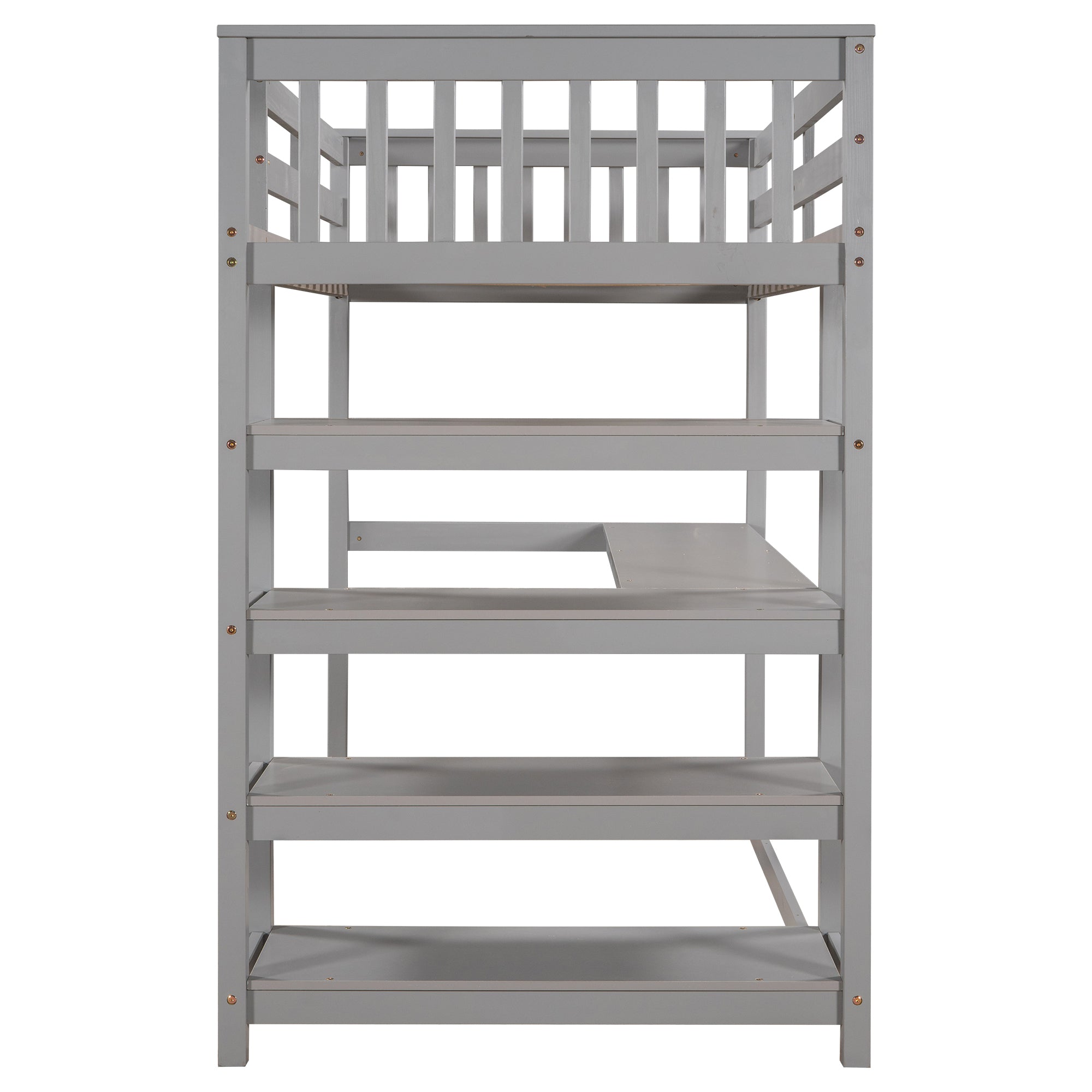 Twin Size Loft Bed with Storage Shelves