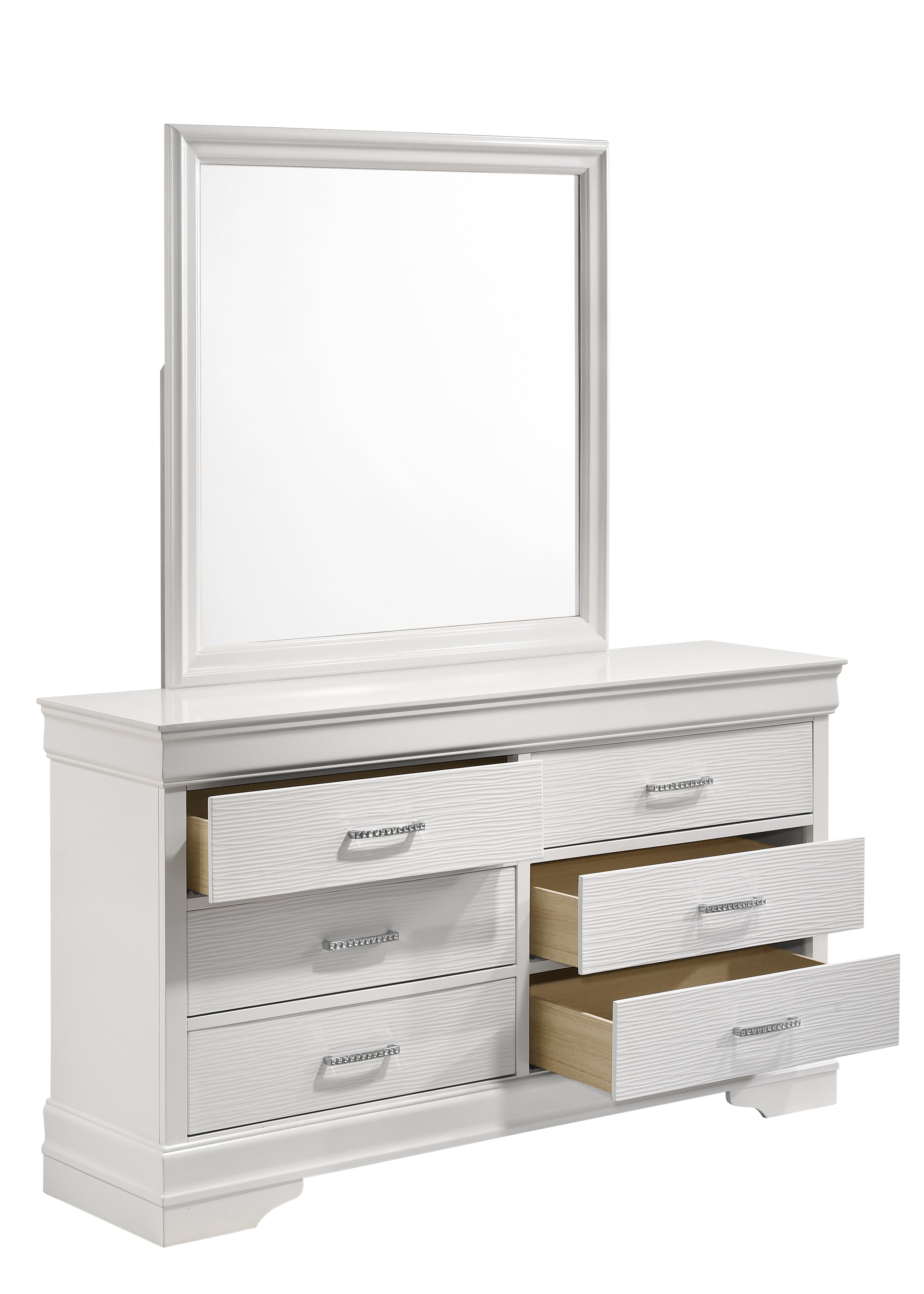 Modern 6 Drawer Dresser in White