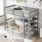 Twin Size Loft Bed with Storage Shelves