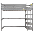 Twin Size Loft Bed with Storage Shelves