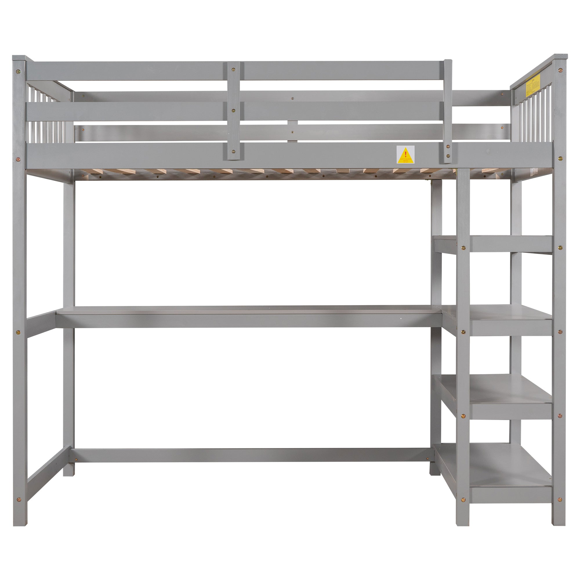 Twin Size Loft Bed with Storage Shelves