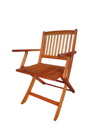Foldable Patio Dining Set with 4 Folding Chairs - Teak
