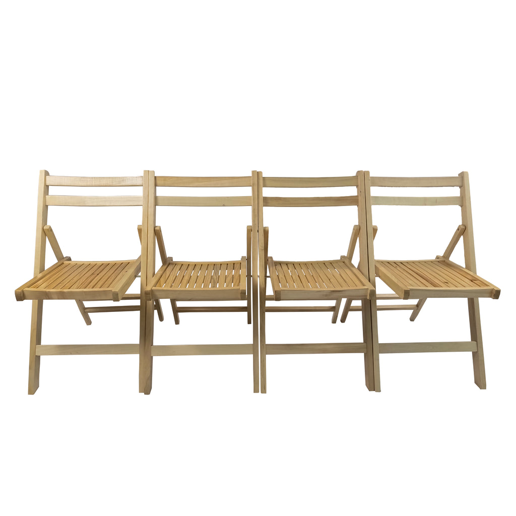 Slatted Wood Folding Chairs - Set of 4