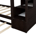 Twin-Over-Twin Bunk Bed with Twin Size Trundle and 3 Storage Stairs
