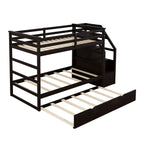 Twin-Over-Twin Bunk Bed with Twin Size Trundle and 3 Storage Stairs