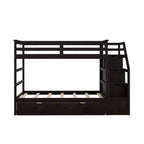 Twin-Over-Twin Bunk Bed with Twin Size Trundle and 3 Storage Stairs