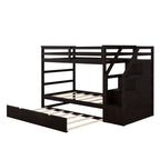 Twin-Over-Twin Bunk Bed with Twin Size Trundle and 3 Storage Stairs
