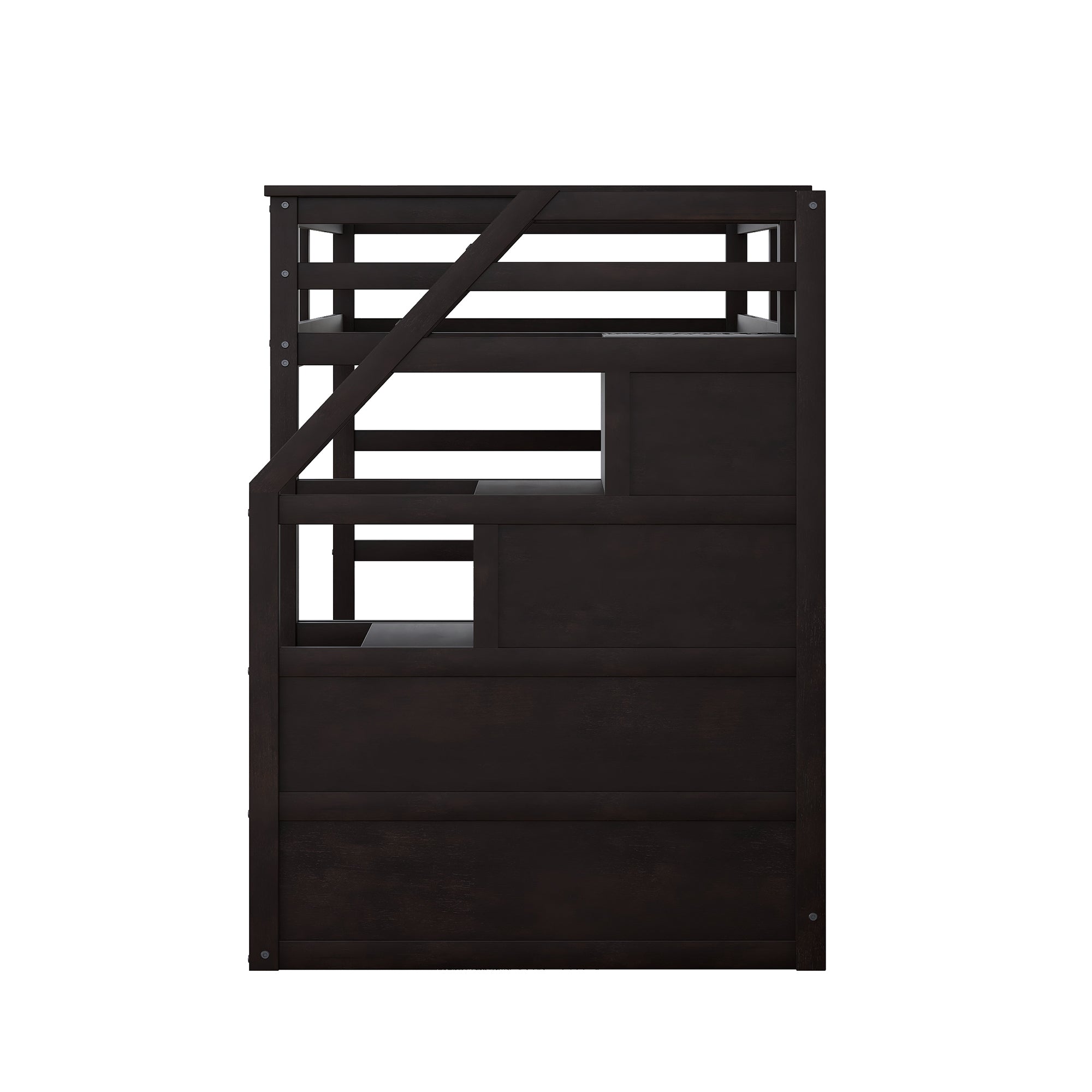 Twin-Over-Twin Bunk Bed with Twin Size Trundle and 3 Storage Stairs