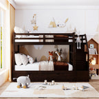 Twin-Over-Twin Bunk Bed with Twin Size Trundle and 3 Storage Stairs