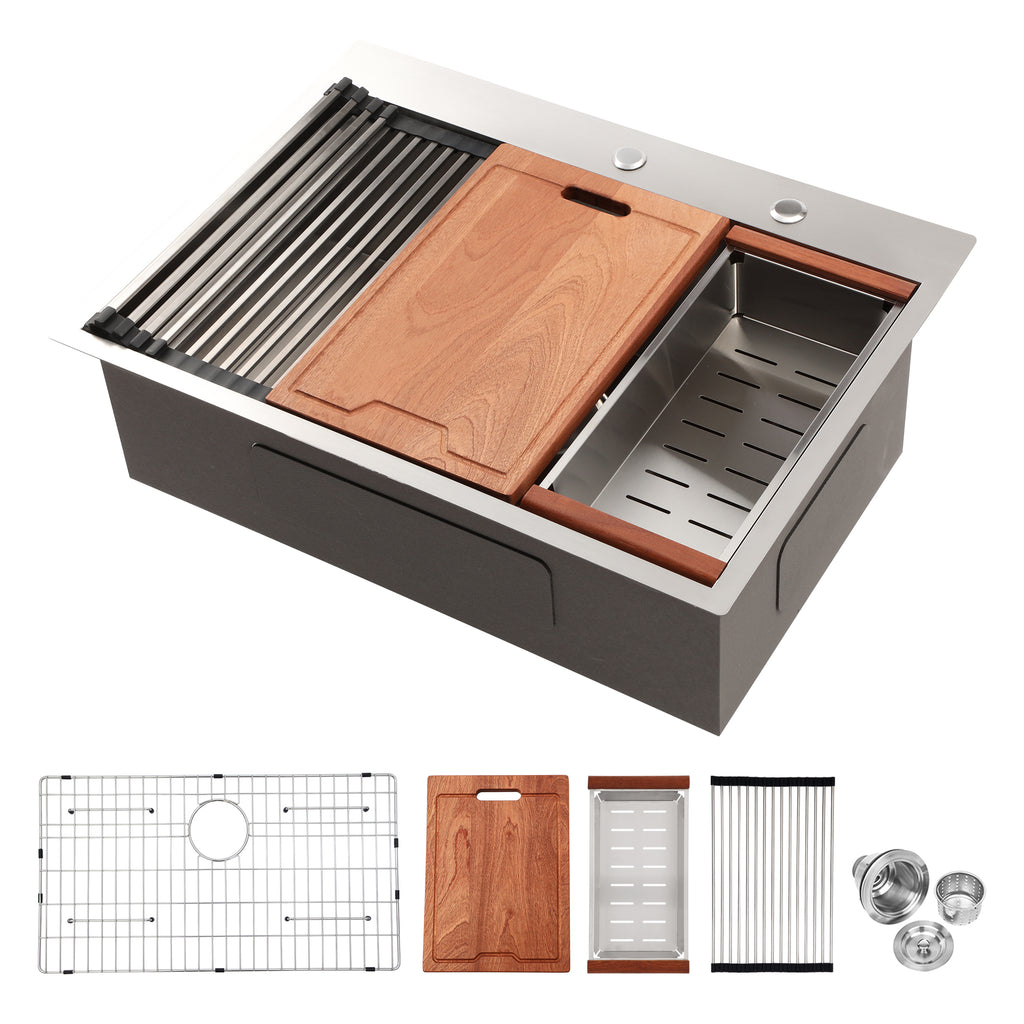 30 Drop Kitchen Sink - 30 x 22 x 10 Inch Kitchen Sink Drop-in Topmount Single Bowl