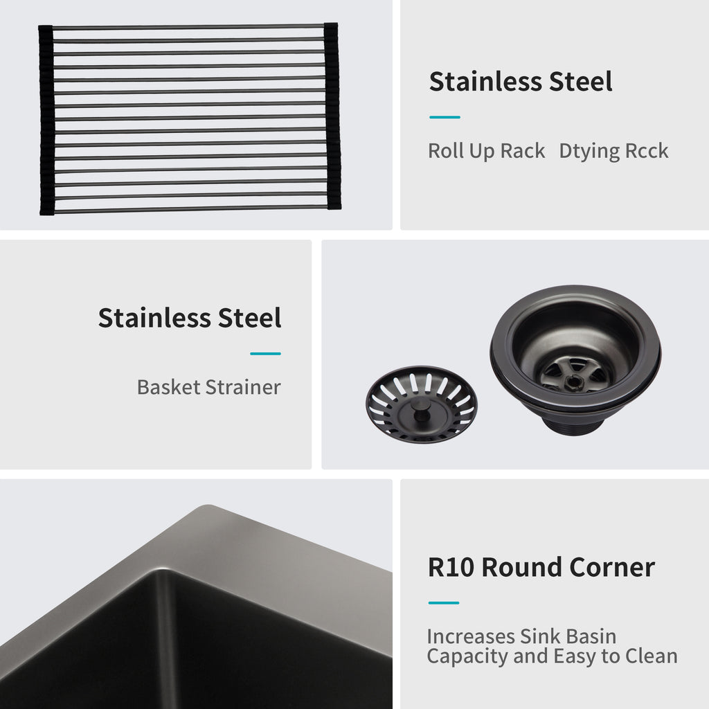 30 x 22 x 10 Inch Kitchen Sink Drop In Gunmetal