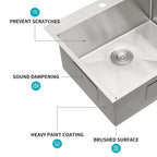 Stainless Steel Drop In Kitchen Sink - 25 x 22 x 10 Inch