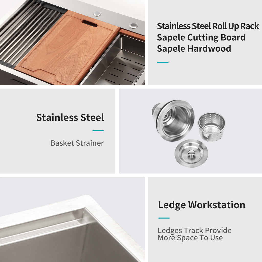 30 Drop Kitchen Sink - 30 x 22 x 10 Inch Kitchen Sink Drop-in Topmount Single Bowl
