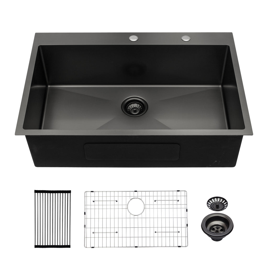 33 x 22 x 10 Inch Kitchen Sink Drop In Gunmetal