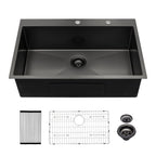 33 x 22 x 10 Inch Kitchen Sink Drop In Gunmetal